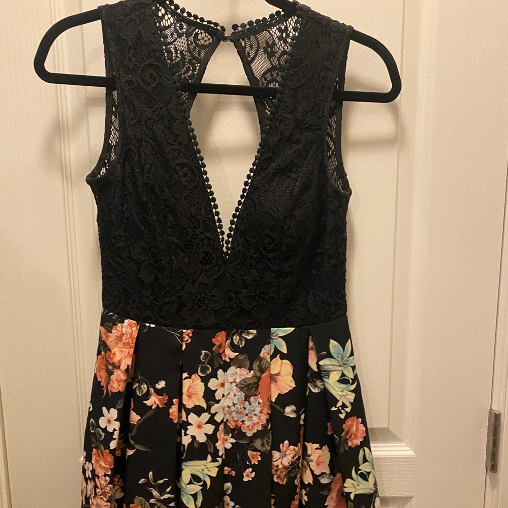 Black lace and floral romper